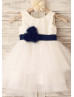 Cotton Polka Dots Tulle Layered Flower Girl Dress